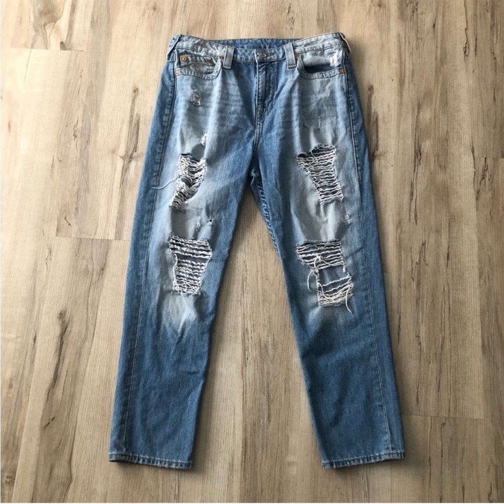 True Religion Women's Blue Distressed Skinny Jeans - Picture 1 of 10